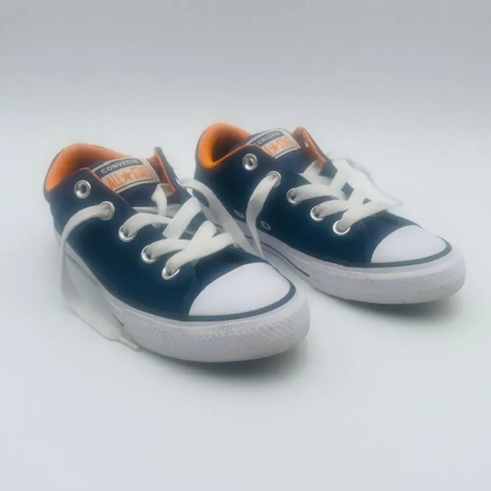 Converse All Star Laced Boys Sneaker Tennis Shoe's Blue White Orange - Jr Size 1